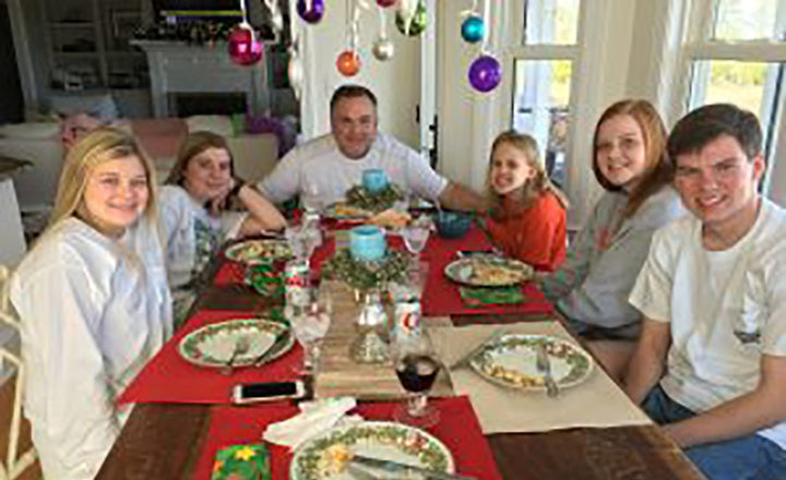 The family after enjoying Pork tenderloin Christmas Dinner prepared by Melvin’s daughter in law, Debbie Bessinger