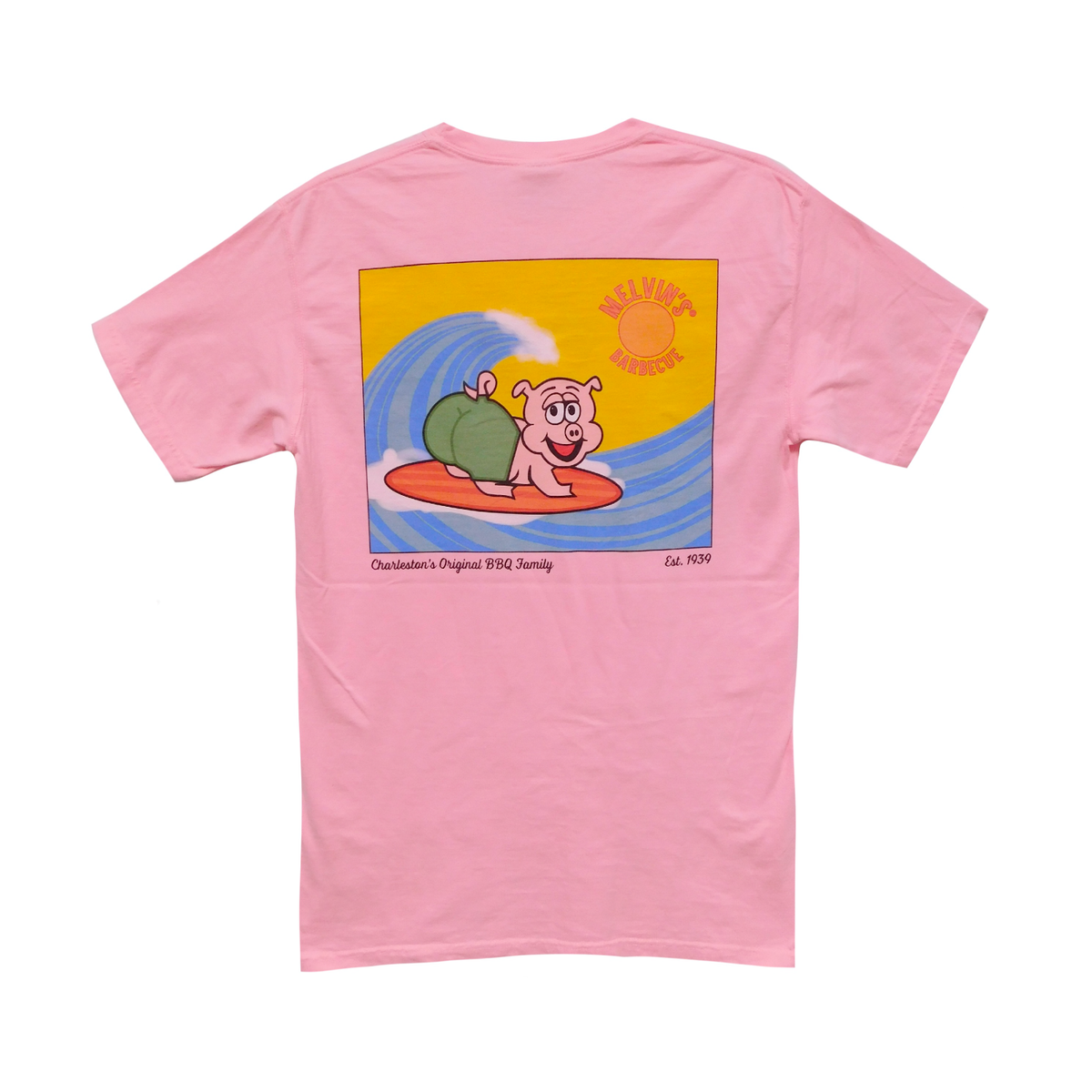 pink surfing pig t-shirt