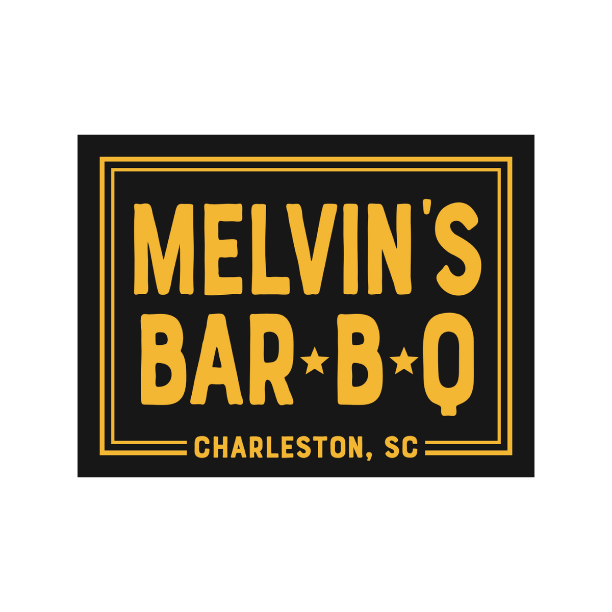 black & gold melvin’s bar-b-q sticker