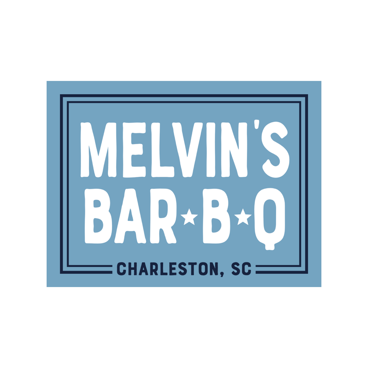 light blue melvin’s bar-b-q sticker