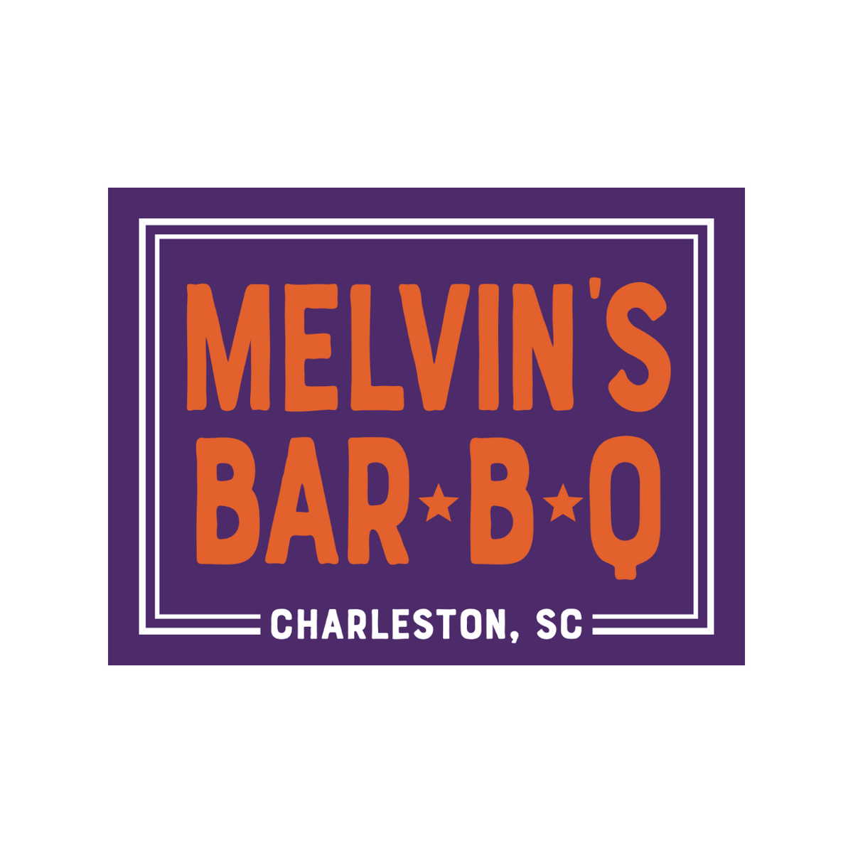 purple melvin's bar-b-q sticker