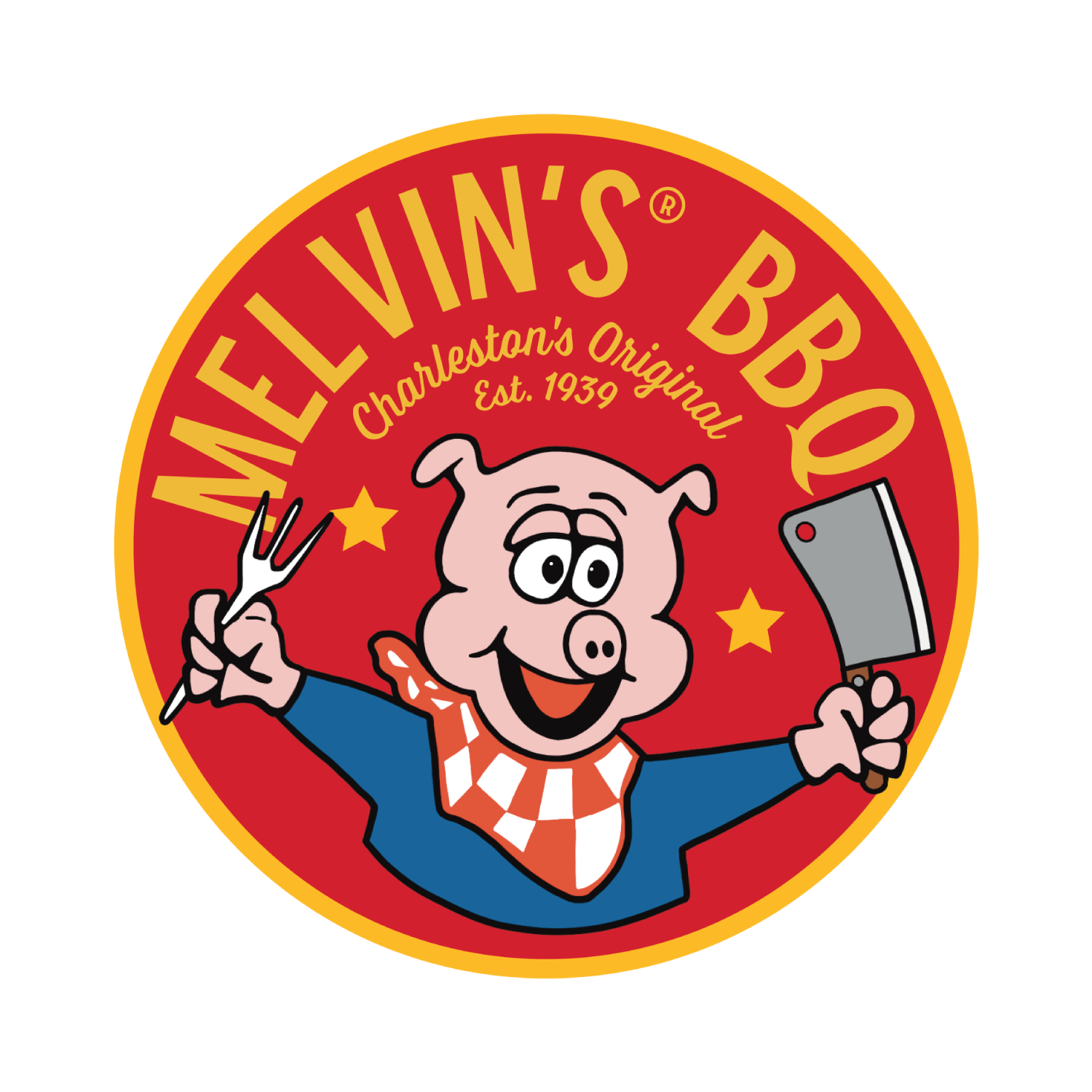 Melvin's BBQ Red Circle Pig Sticker