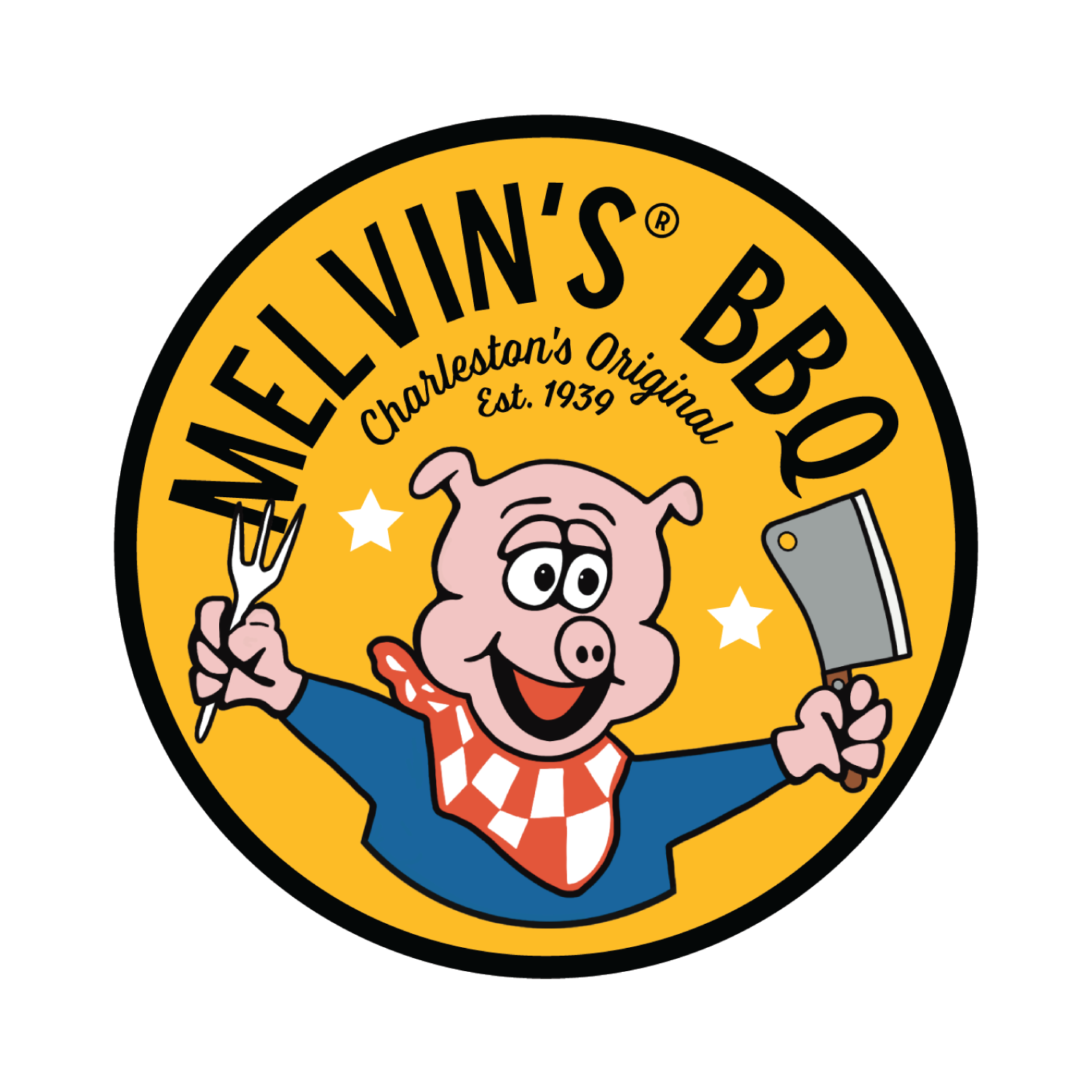 Melvin's BBQ Red Circle Pig Sticker