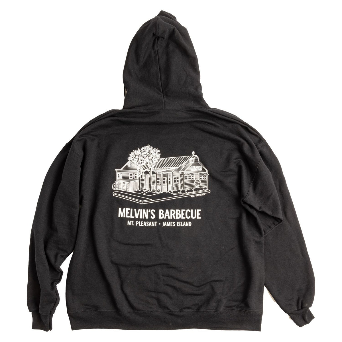 melvin's bbq black building hoodie