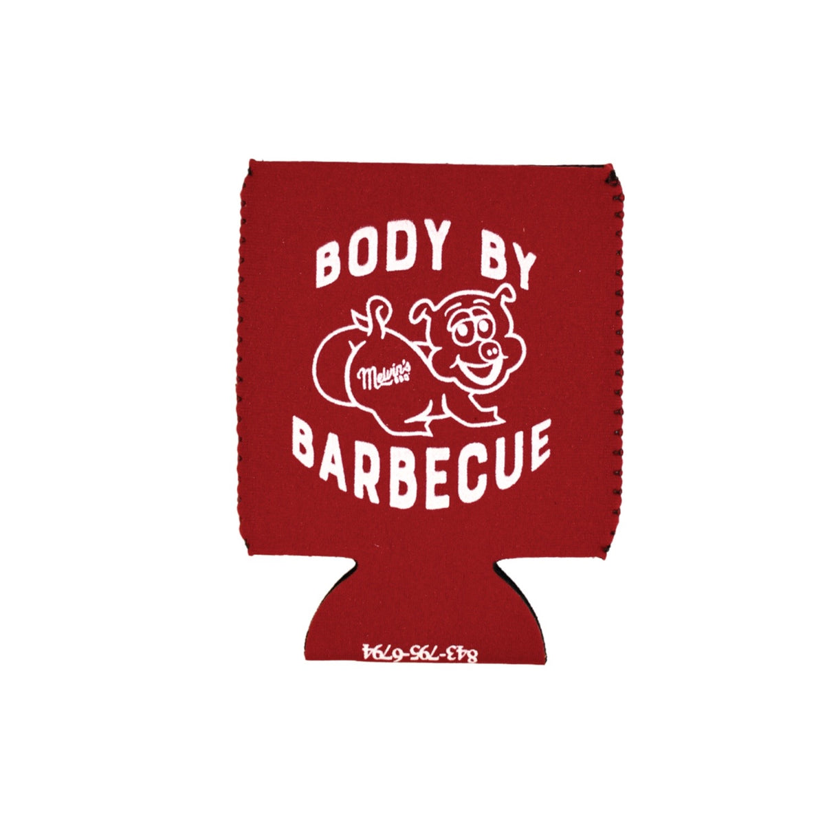 body by barbecue maroon koozie